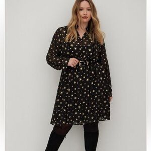 Torrid Mock Neck Mini Dress - Chiffon Stars Black